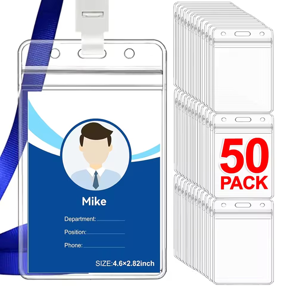 Index Card Holder - 50/40/10/1PCS 투명 이름 ID 배지 홀더
