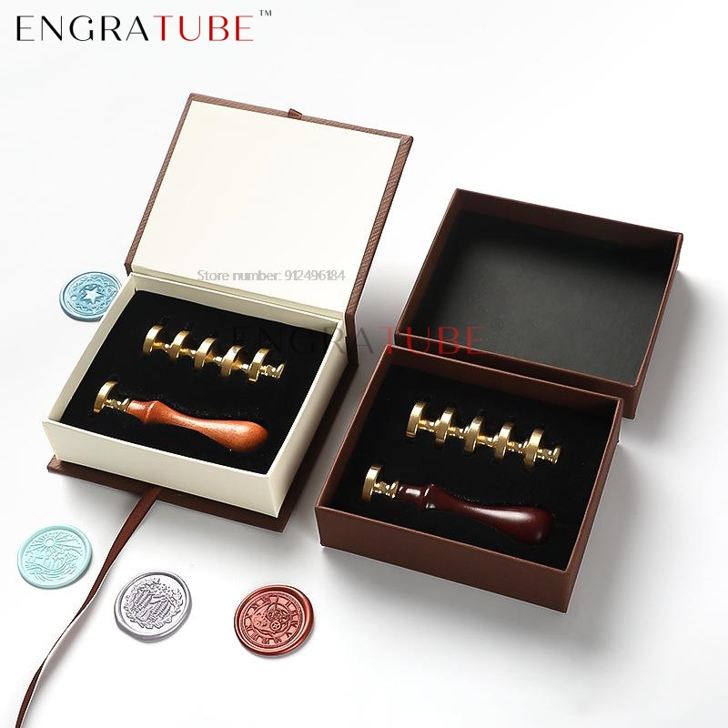 Wax Seal Stamp Set - 6개의 구리 왁스 씰 스탬프 헤드와
