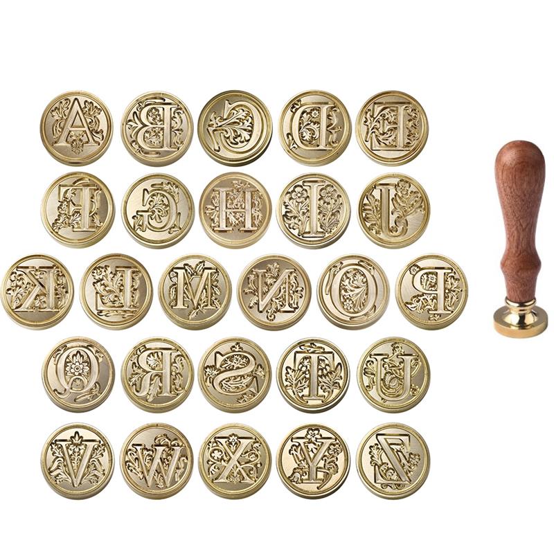 Wax Seal Stamp Set - A-Z 빈티지 봉인 된 왁스 스탬프