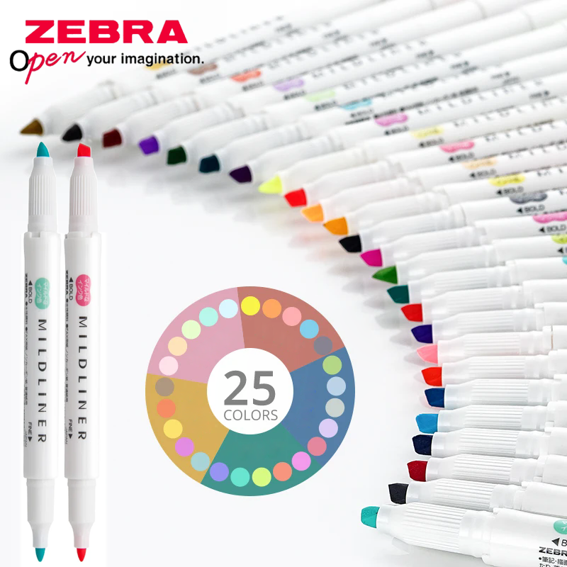 25가지 색상 일본 ZEBRA 마일드라이너 형광펜 수성 - Zebra Pen Mildliner 리뷰 및 가격