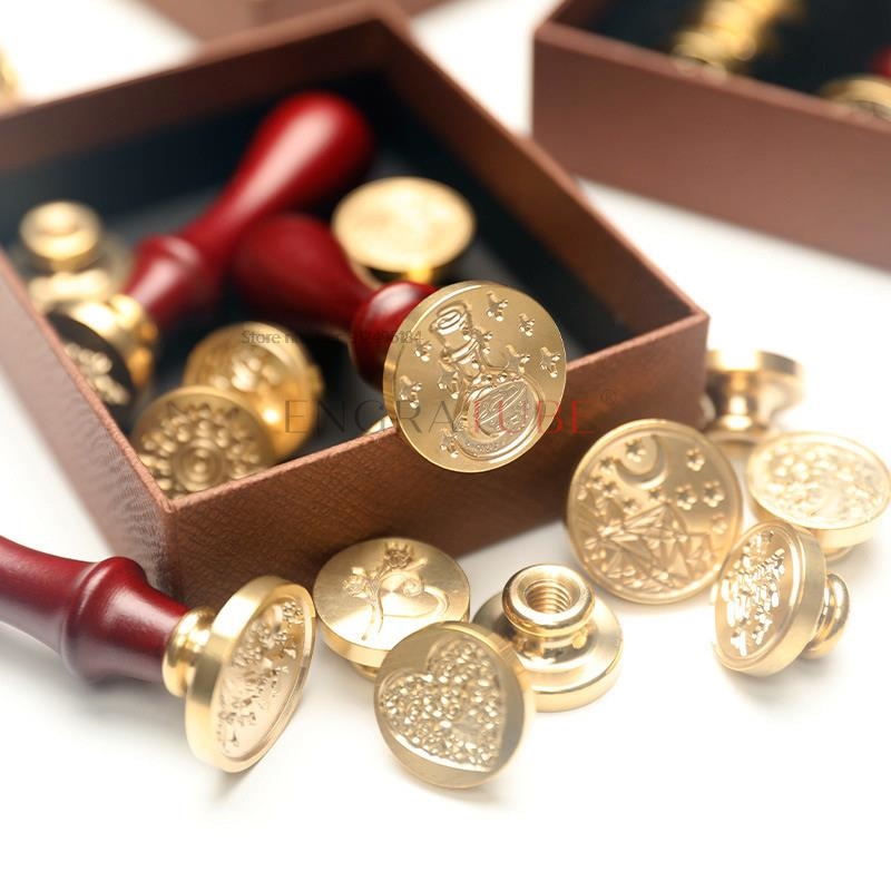 6개의 구리 왁스 씰 스탬프 헤드와 손잡이 세트, 정교 - Wax Seal Stamp Set 리뷰 및 가격