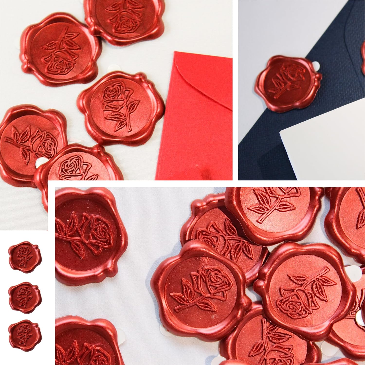 25개/세트 3D 장미꽃 모양 왁스 씰 스티커 브론즈  - Wax Seal Stamp Set 리뷰 및 가격